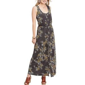 Maurices‎ 2 Floral Buttoned Maxi Dress Drop Waist Cottage Stretch Summer Cute